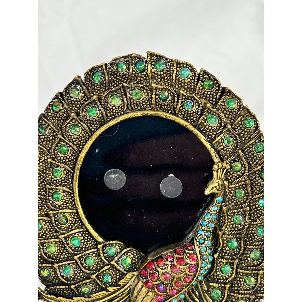 Pier 1 Imports Peacock Picture Frame‎ Rhinestones Cast Metal Desk Frame Bird